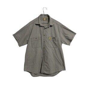 Duck Head Men's Short Sleeve Button Down Shirt Green Cotton Embroidered Logo M